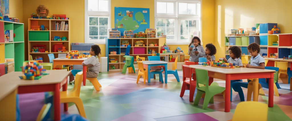 Crianças em uma sala de aula da Educação Infantil