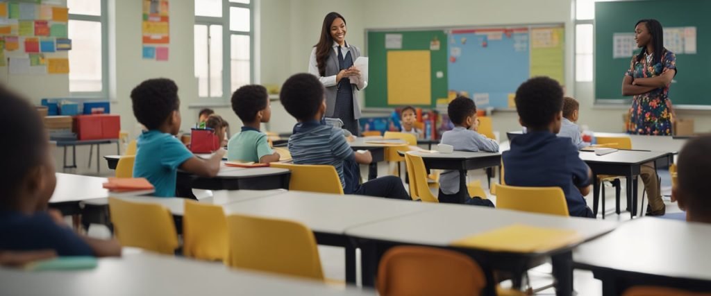 uma sala de aula com professores ensinado sobre os benefícios de se praticar a empatia