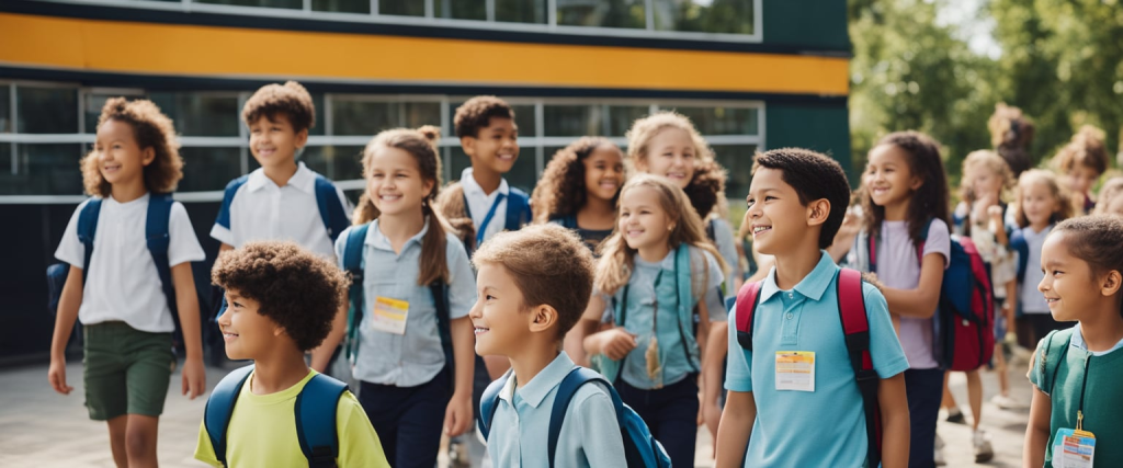 Alunos conhecendo sua escola