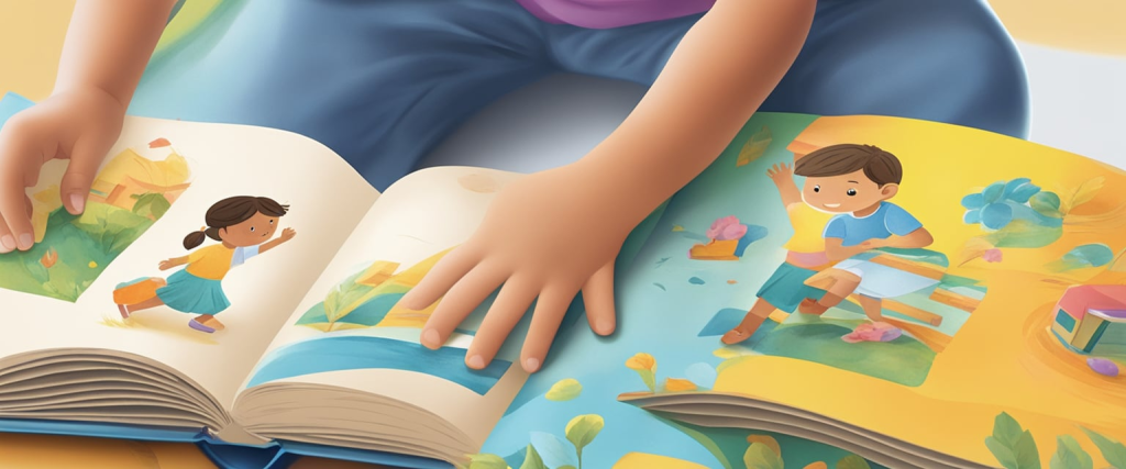 um menino da educação infantil praticando sua leitura com um livro