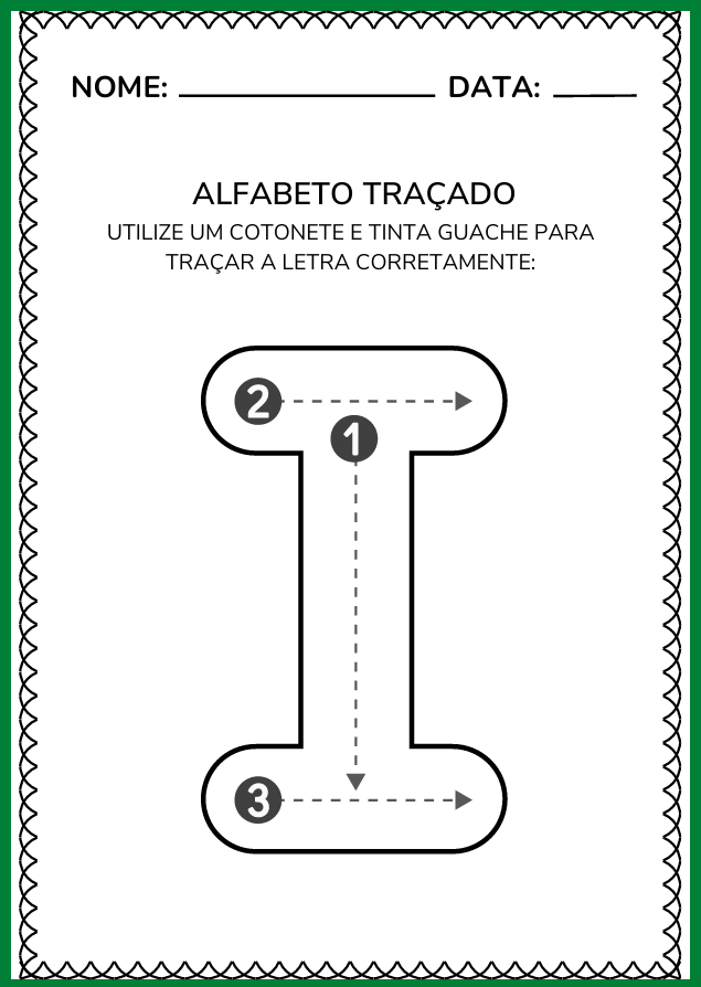 traçado da Vogal I para imprimir e colorir