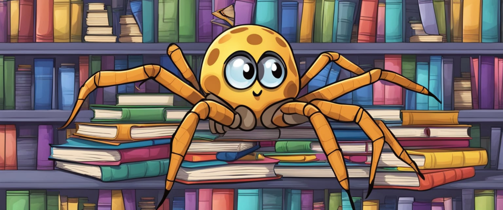 uma aranha divertida nos livros