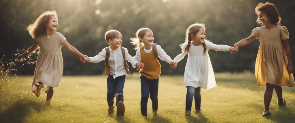 crianças felizes que aprenderam sobre regras de convivência e boas maneiras.